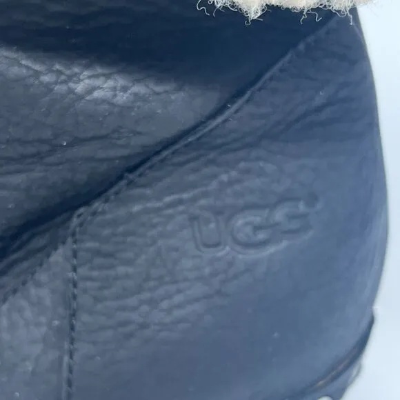 UGG Carnegie boots 7 wedge wood leather sherpa sheepskin women black