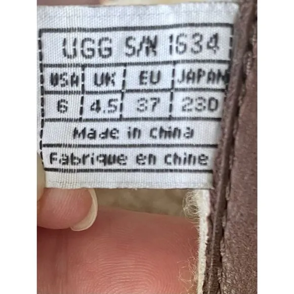 UGG Catalina 1634 Brown Leather Sheepskin Winter Lace Up Boots Women’s Size 6