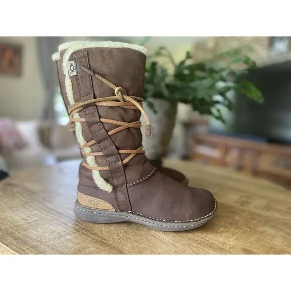 UGG Catalina 1634 Brown Leather Sheepskin Winter Lace Up Boots Women’s Size 6