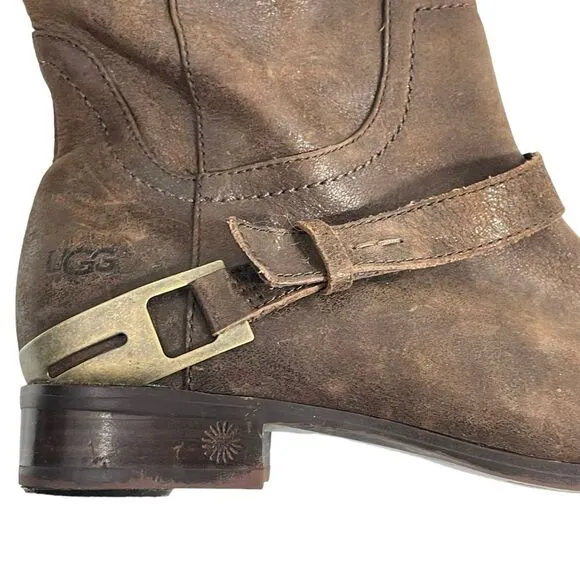 UGG Channing II Leather Riding Boots Brown Women’s Size 8.5 Equestrian