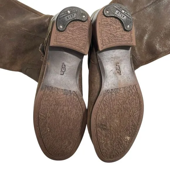 UGG Channing II Leather Riding Boots Brown Women’s Size 8.5 Equestrian
