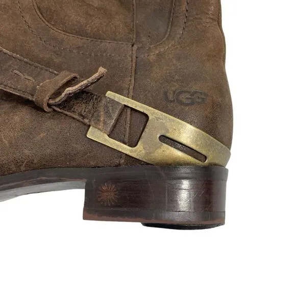 UGG Channing II Leather Riding Boots Brown Women’s Size 8.5 Equestrian