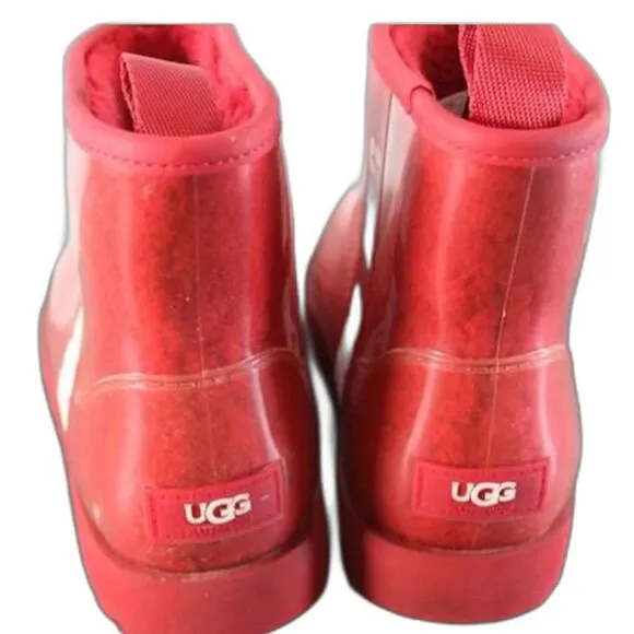 UGG Classic Clear Mini Rain Boots - Red Size 7