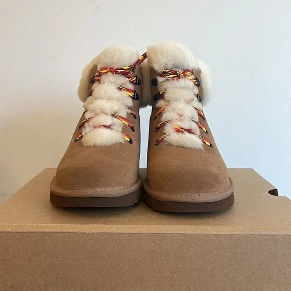 UGG Classic Mini Alpine Lace Boots Chestnut USA Women Size 7/UK 5/EU 38
