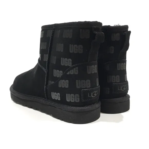 UGG CLASSIC MINI II UGG PRINT BOOTS -BLACK SUEDE -MEN US 8 -NEW