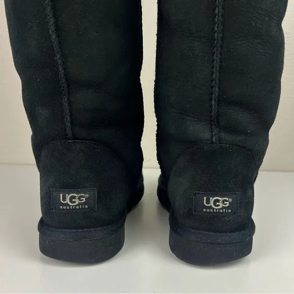 UGG Classic Tall Sheepskin Lined Boots Black Sz 10 Cozy Cold Weather Cabincore