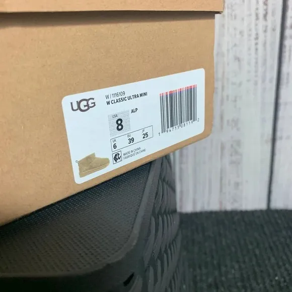 UGG Classic Ultra Mini Womens Grey Fur Insulated Boots