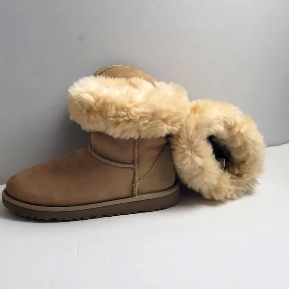 UGG FUR EVA BOOTS  BOOTIES GENUINE SHEEPSKIN TAN, size 4