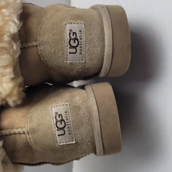 UGG FUR EVA BOOTS  BOOTIES GENUINE SHEEPSKIN TAN, size 4