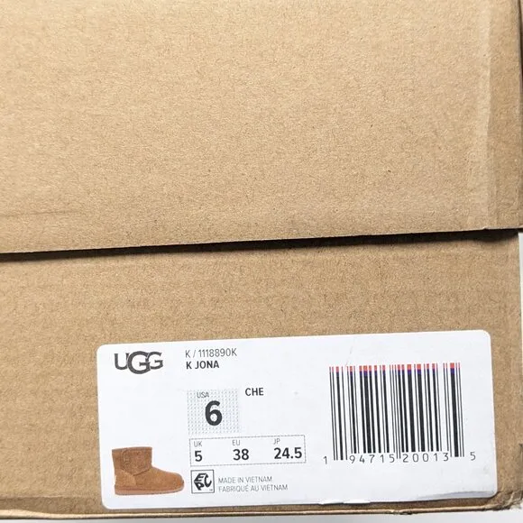 UGG Girls Jona Winter Boots, Chestnut Suede, Big Kids 6