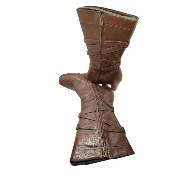 Ugg Heeled Boots Jardin Women Size US 10 Brown Chestnut Soft Pebbled Leather