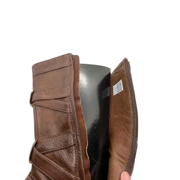 Ugg Heeled Boots Jardin Women Size US 10 Brown Chestnut Soft Pebbled Leather
