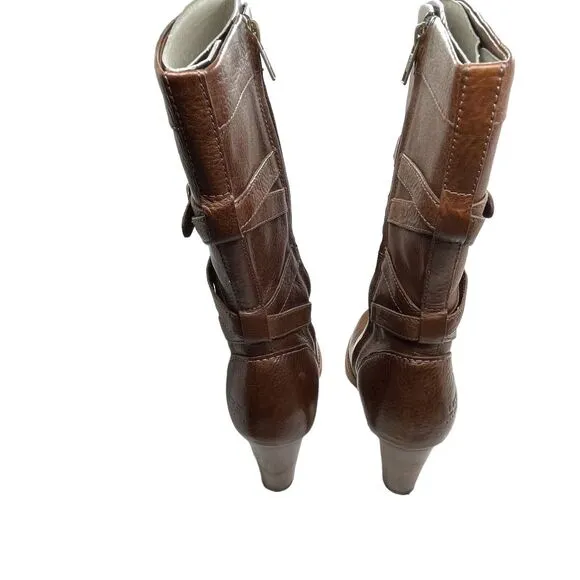 Ugg Heeled Boots Jardin Women Size US 10 Brown Chestnut Soft Pebbled Leather