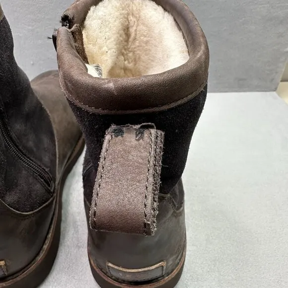 UGG Hendren TL Mens Size 12 Winter Boots Brown Leather and Suede Shearling Lined