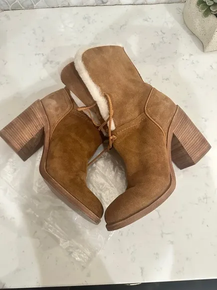 UGG Jerene Boot Womens Size US 9 Suede Shearling Mid Calf Heel