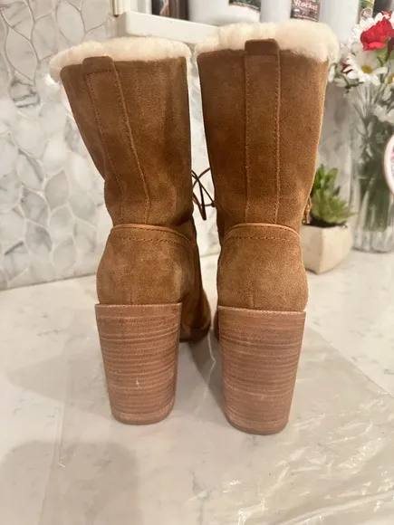 UGG Jerene Boot Womens Size US 9 Suede Shearling Mid Calf Heel