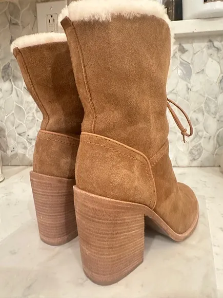 UGG Jerene Boot Womens Size US 9 Suede Shearling Mid Calf Heel