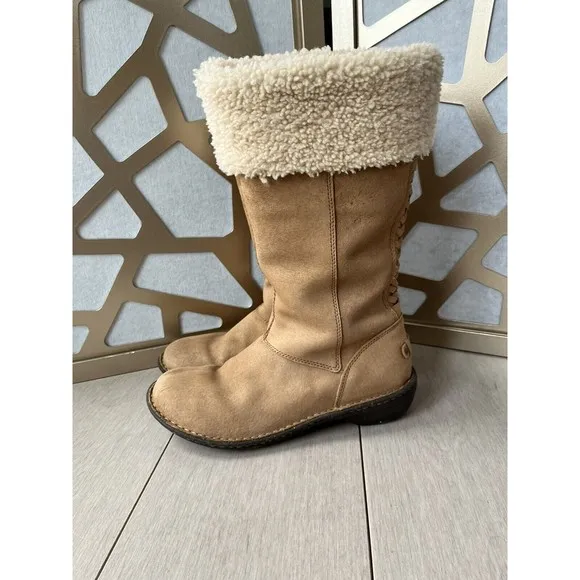 UGG Karyn Black Suede Sheepskin Boots 1005449 Womens US 8 Shearling Fur Wool