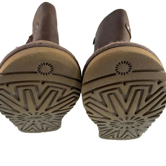 Ugg Kensington Brown Leather Moto Winter Boots Women’s Size 5 *Read
