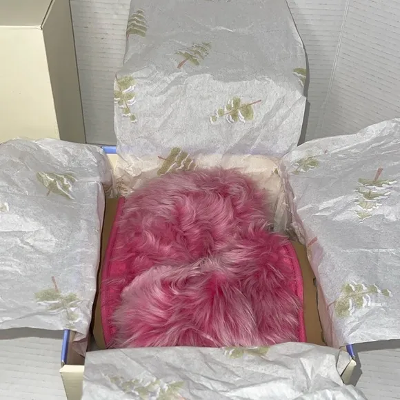 UGG Kids Pinkipuff Classic II Pink Azalea Fur Boots with Ears - Girls Size:7
