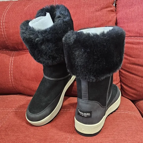UGG KOOLABURRA Black Suede &amp; Faux Fur Tynlee Winter Snow Boot SiZE 6