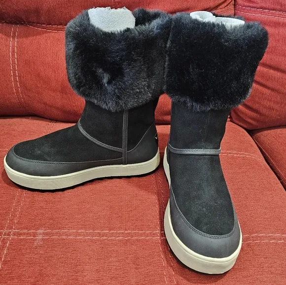 UGG KOOLABURRA Black Suede &amp; Faux Fur Tynlee Winter Snow Boot SiZE 6