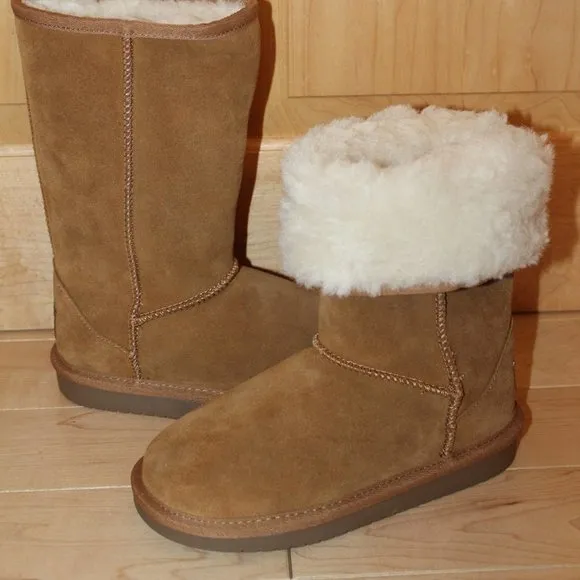 UGG KOOLABURRA GIRLS TALL FUR SUEDE BOOTS CHESTNUT‎ 13