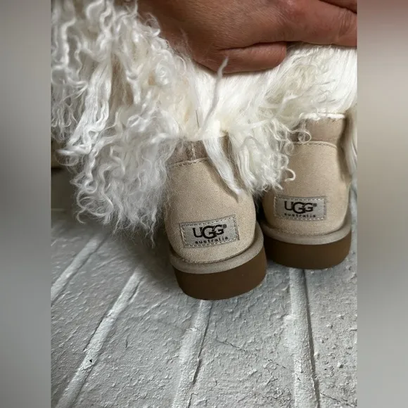 UGG LIDA MONGOLIAN FUR CUFF REAL SUEDE CLASSIC POPULAR BLOGGERS WOMEN BOOTS Sz 8