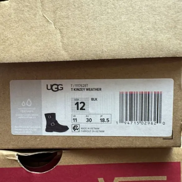UGG Little Kids' Kinzey Weather Boot Black, Girls' Size 12 M