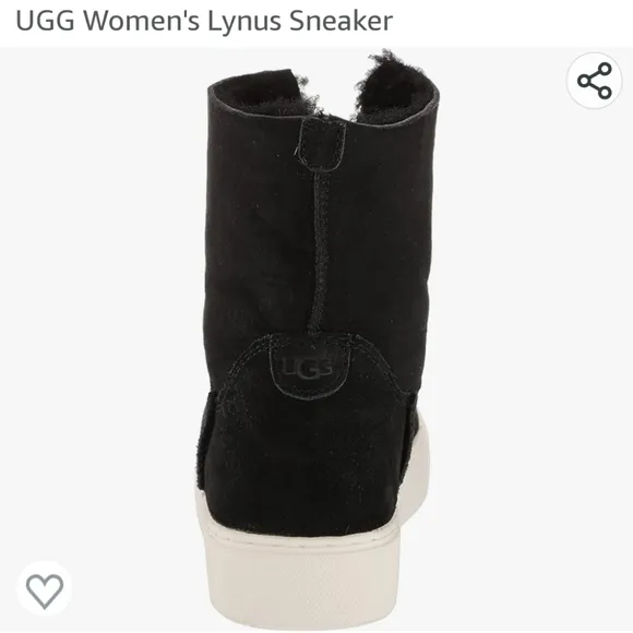 UGG Lynus sneaker boots black 100 suede outer sheep shearling lining sz 5