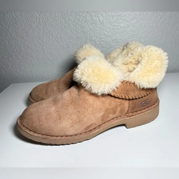 UGG Mckay Chestnut Suede Sheepskin Ankle Boots Booties Size US 8.5 Women