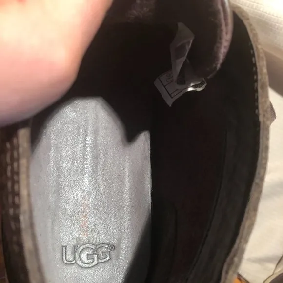 UGG Men Leighton Chocolate Brown Crinkled Leather