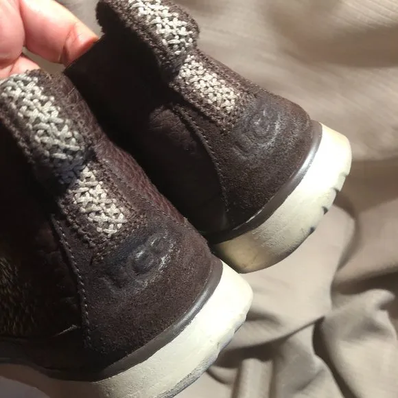UGG Men Leighton Chocolate Brown Crinkled Leather