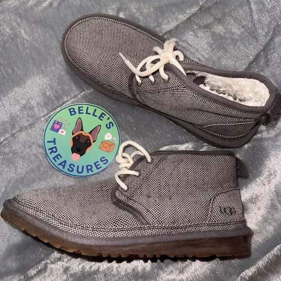 UGG Mens 9 Neumel Natural Ankle Chukka Boots Fur Lined Lace‎ Up Shoes 1117613