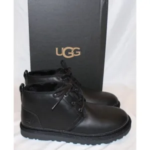 UGG Men's Neumel Boots Leather Shearling LIned Ankle Boots Black Sz 10 NIB