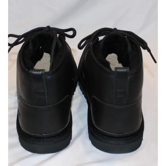 UGG Men's Neumel Boots Leather Shearling LIned Ankle Boots Black Sz 10 NIB