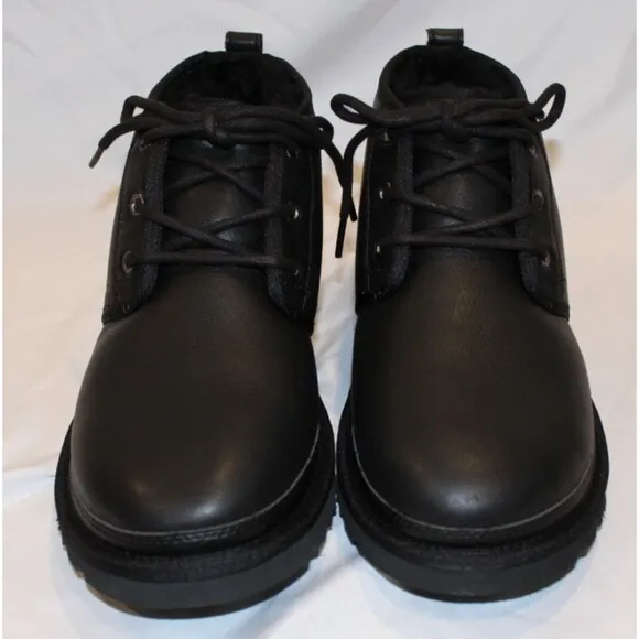 UGG Men's Neumel Boots Leather Shearling LIned Ankle Boots Black Sz 10 NIB