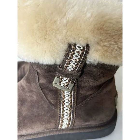 UGG METRO TAS FUR CUFF BOOTS ESPRESSO WOMENS 7 Amazing Condition!
