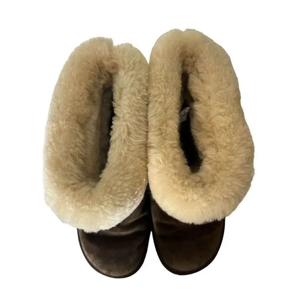 UGG METRO TAS FUR CUFF BOOTS ESPRESSO WOMENS 7 Amazing Condition!