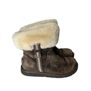 UGG METRO TAS FUR CUFF BOOTS ESPRESSO WOMENS 7 Amazing Condition!