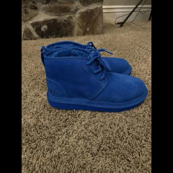UGG NEUMEL BLUE SUEDE/WOOL CHUKKA ANKLE BOOTS US 6/EUR 38