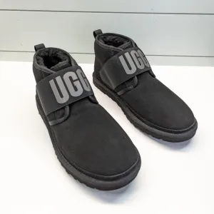 UGG Neumel II Graphic Spell Out Black Logo Ankle Chukka Suede Boots size Men 11