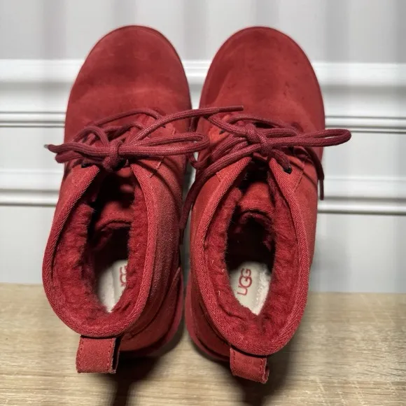 UGG Neumel Mens S 9 Red Suede Sheepskin Ankle Winter Boots 3236