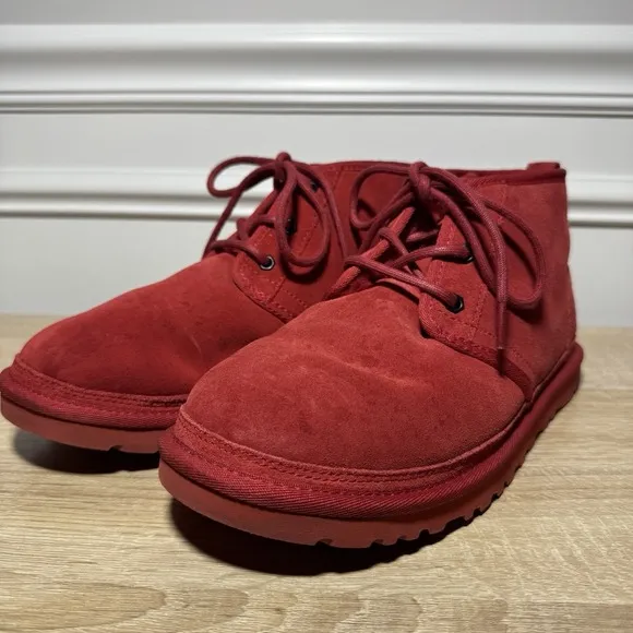 UGG Neumel Mens S 9 Red Suede Sheepskin Ankle Winter Boots 3236
