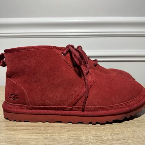 UGG Neumel Mens S 9 Red Suede Sheepskin Ankle Winter Boots 3236