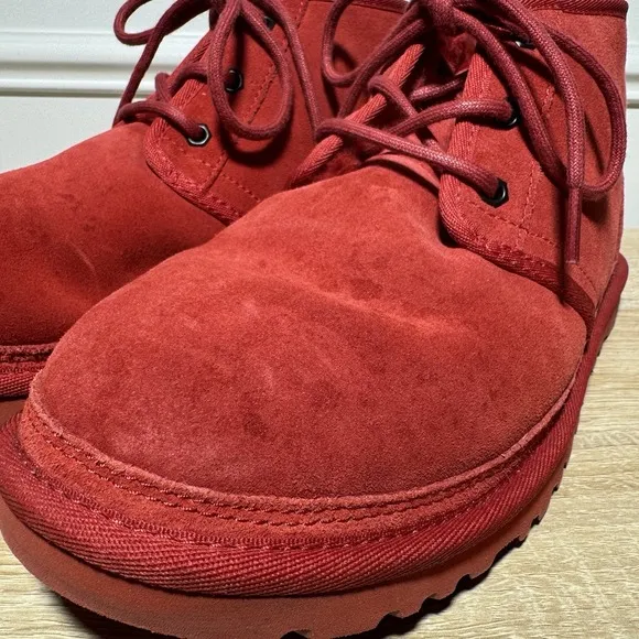 UGG Neumel Mens S 9 Red Suede Sheepskin Ankle Winter Boots 3236