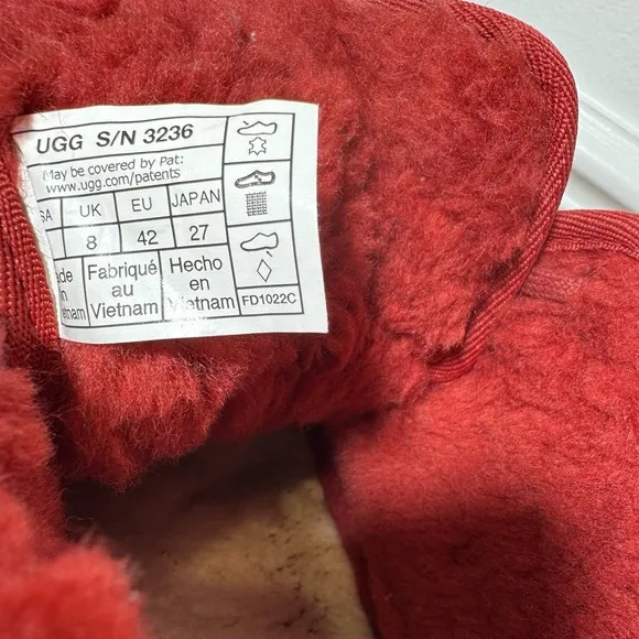 UGG Neumel Mens S 9 Red Suede Sheepskin Ankle Winter Boots 3236