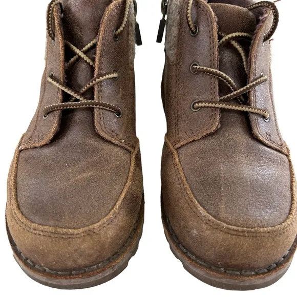 UGG Orin Brown Brushed Suede Wool Trim Ankle Boots Toddler 12