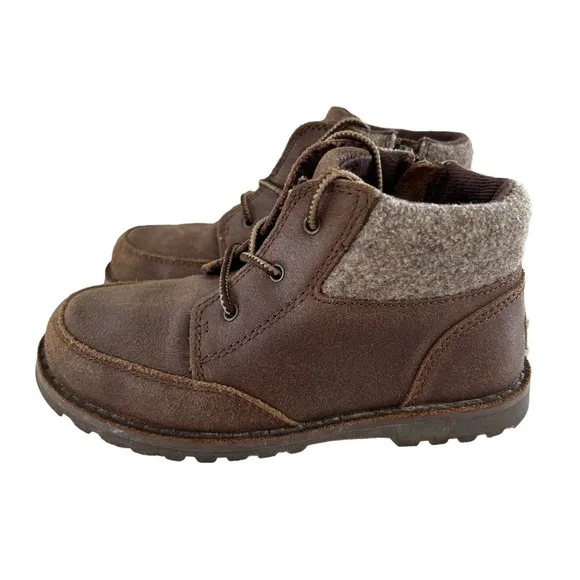 UGG Orin Brown Brushed Suede Wool Trim Ankle Boots Toddler 12