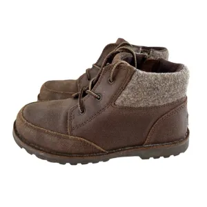 UGG Orin Brown Brushed Suede Wool Trim Ankle Boots Toddler 12